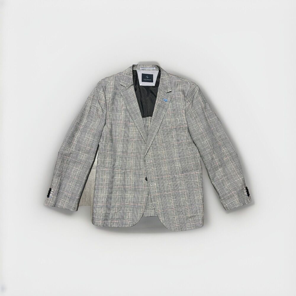 Tailorbyrd Sport Coat Blue Plaid Two Button Blazer Stretch Fabric Mens 44 Reg